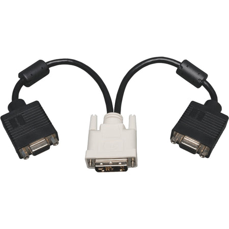 Eaton Tripp Lite Series DVI to VGA Y Splitter Adapter Cable (DVI-I to HD15 M/2xF), 1 ft. (0.3 m) - P120-001-2