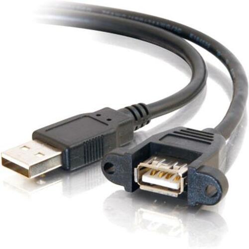 C2G 1ft Panel-Mount USB 2.0 A Male to A Female Cable - 28061