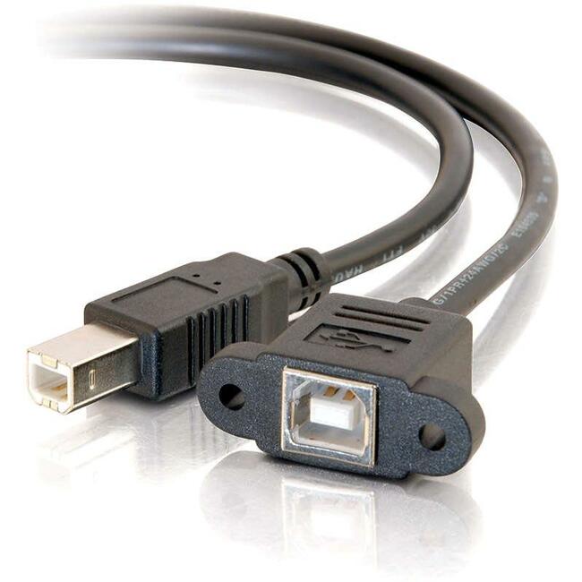 C2G 1ft Panel-Mount USB 2.0 B Female to B Male Cable - 28071