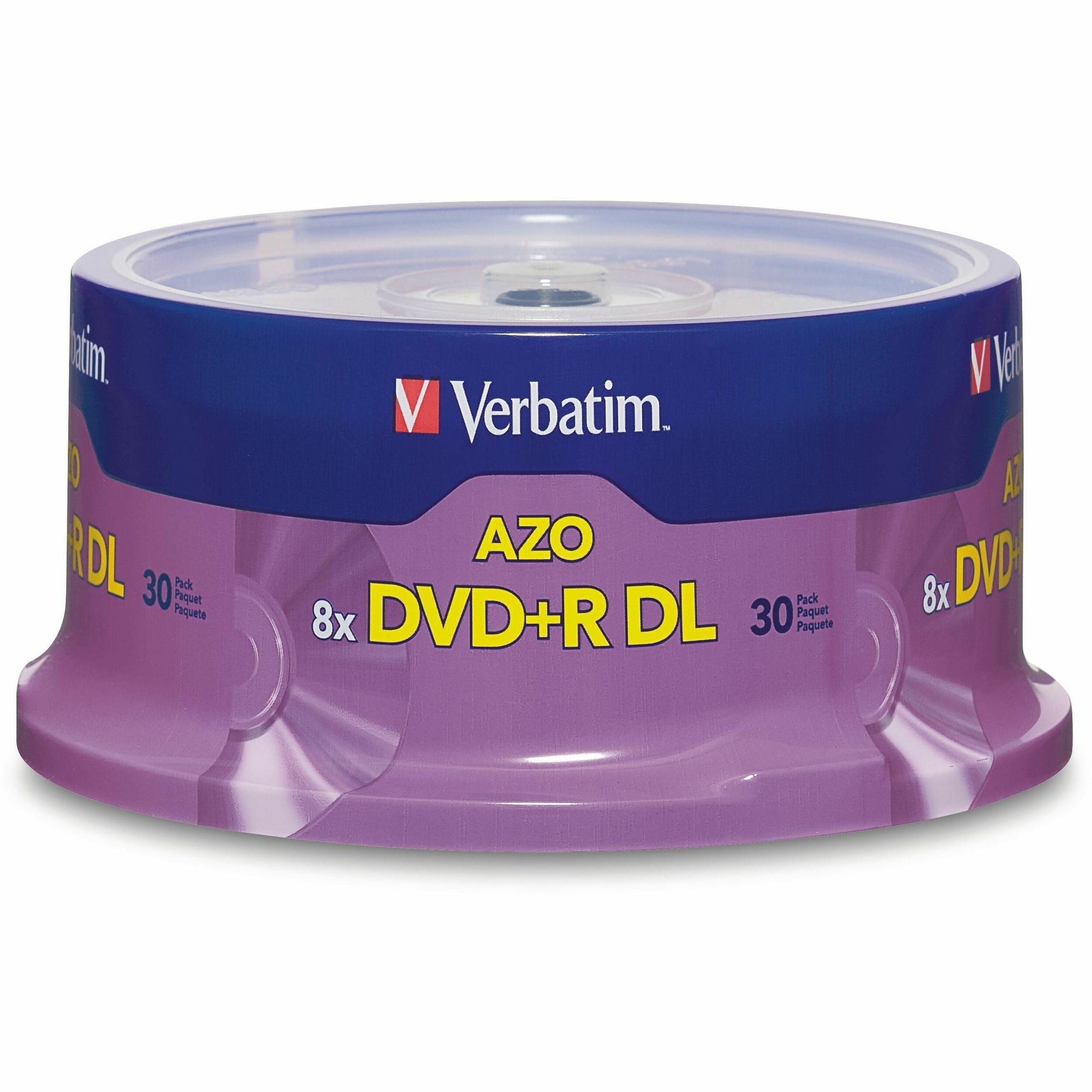 Verbatim 96542 DVD Recordable Media - DVD+R DL - 8x - 8.50 GB - 30 / Pack - Silver - 96542