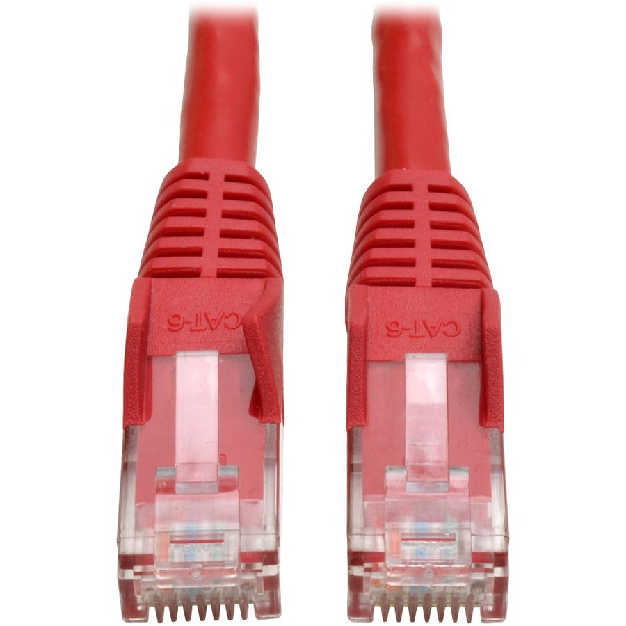 Eaton Tripp Lite Series Cat6 Gigabit Snagless Molded (UTP) Ethernet Cable (RJ45 M/M), PoE, Red, 10 ft. (3.05 m) - N201-010-RD