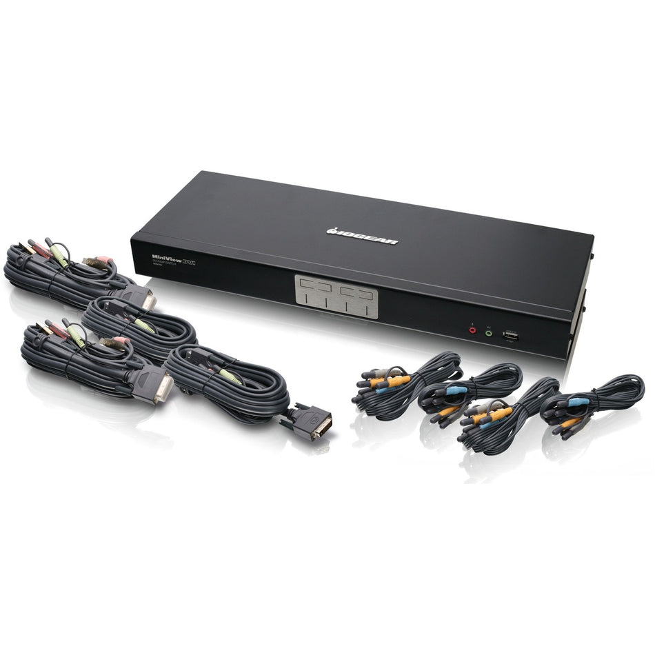 IOGEAR GCS1784 4-Port Dual Link DVI KVMP Switch with 7.1 Audio and Cables - GCS1784