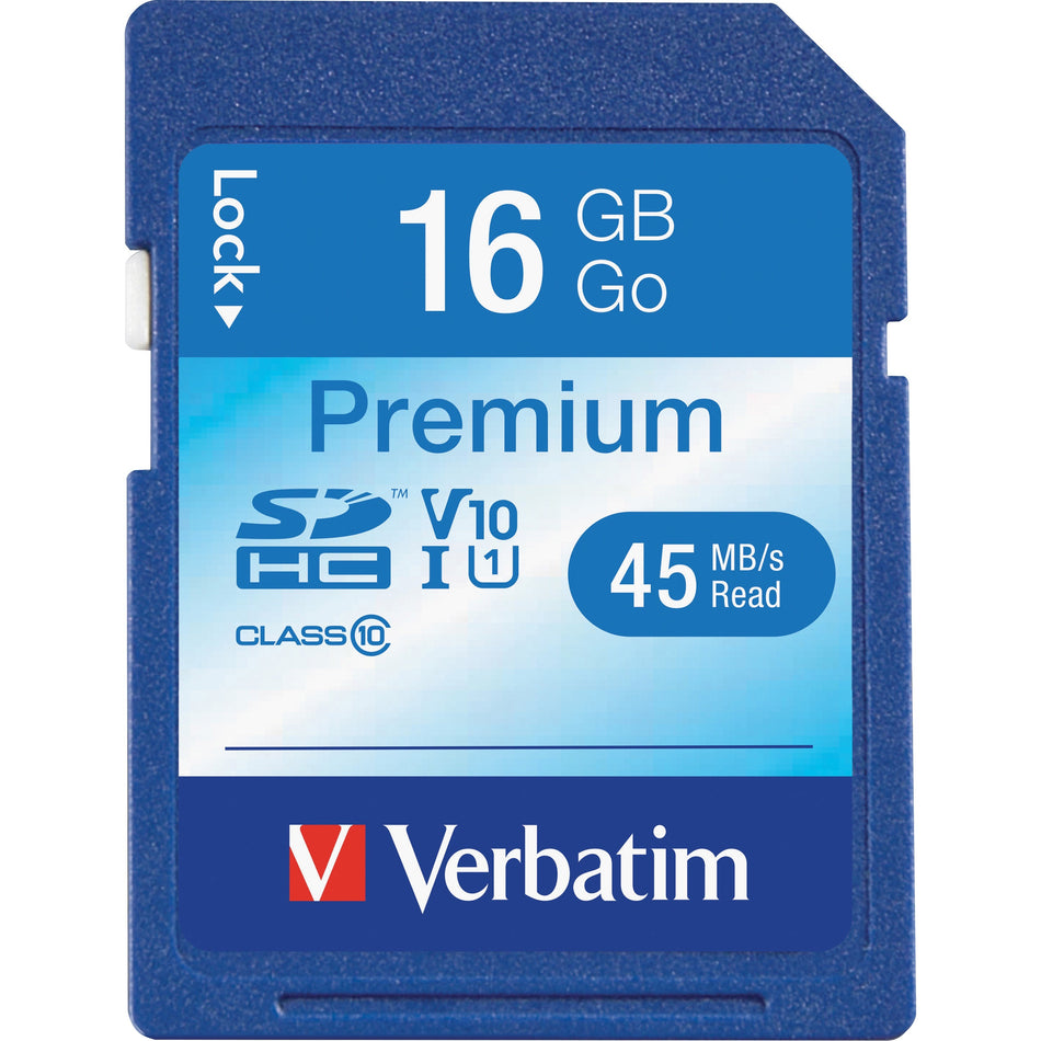 Verbatim 16GB Premium SDHC Memory Card, UHS-I Class 10 - 96808