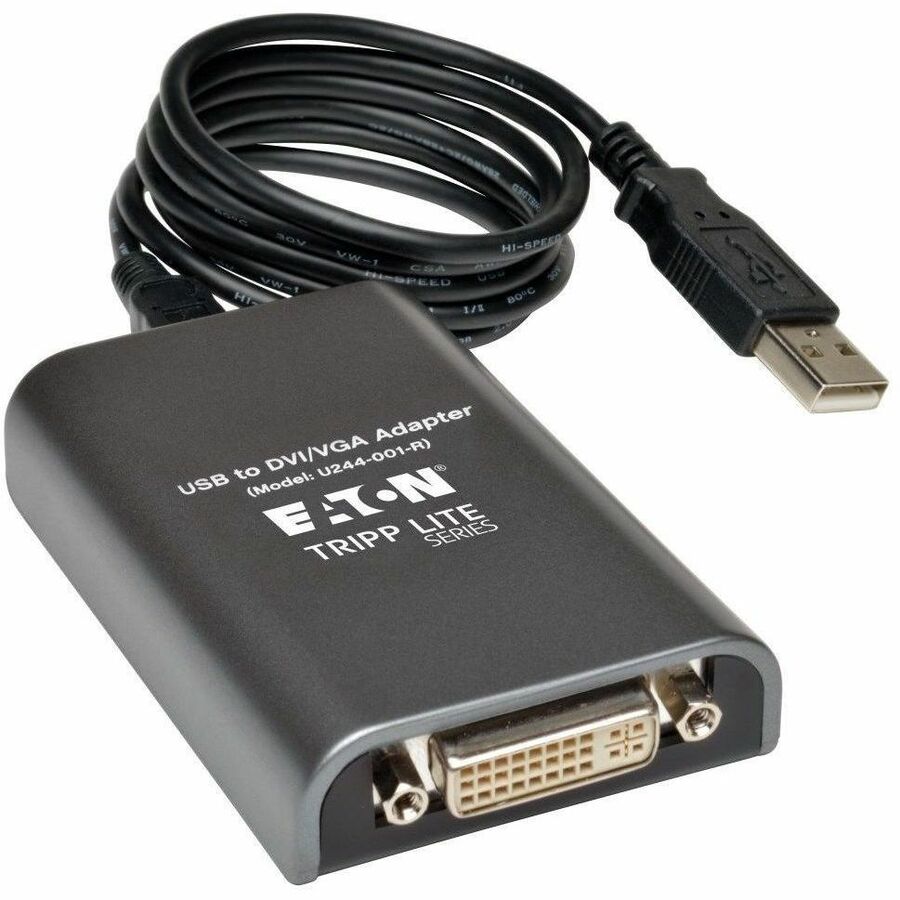 Eaton Tripp Lite Series USB 2.0 to DVI/VGA External Multi-Monitor Video Card, 128 MB SDRAM, 1920 x 1080 (1080p) @ 60 Hz - U244-001-R