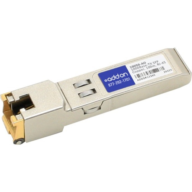 AddOn Extreme Networks 10050 Compatible TAA Compliant 10/100/1000Base-TX SFP Transceiver (Copper, 100m, RJ-45) - 10050-AO