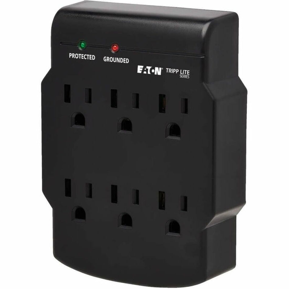 Eaton Tripp Lite Series 6-Outlet Surge Protector, Direct Plug-In, 750 Joules, Diagnostic LED, Black - SK6-0B