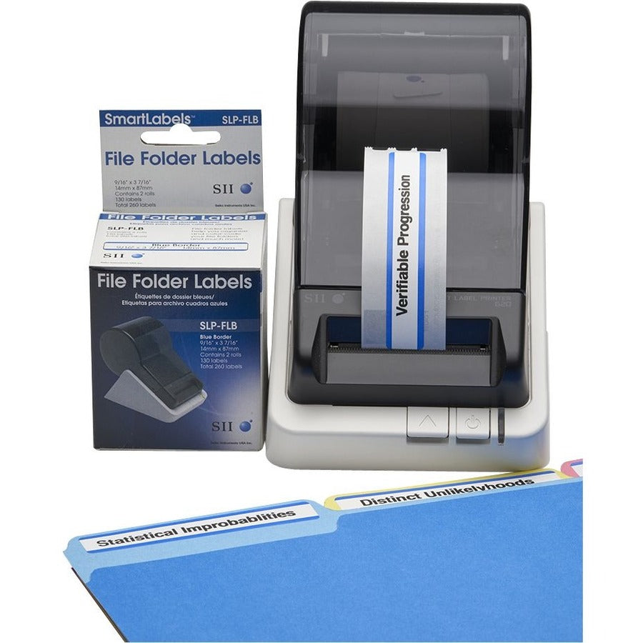 Seiko SLP-FLB White/Blue File Folder Labels - SLP-FLB