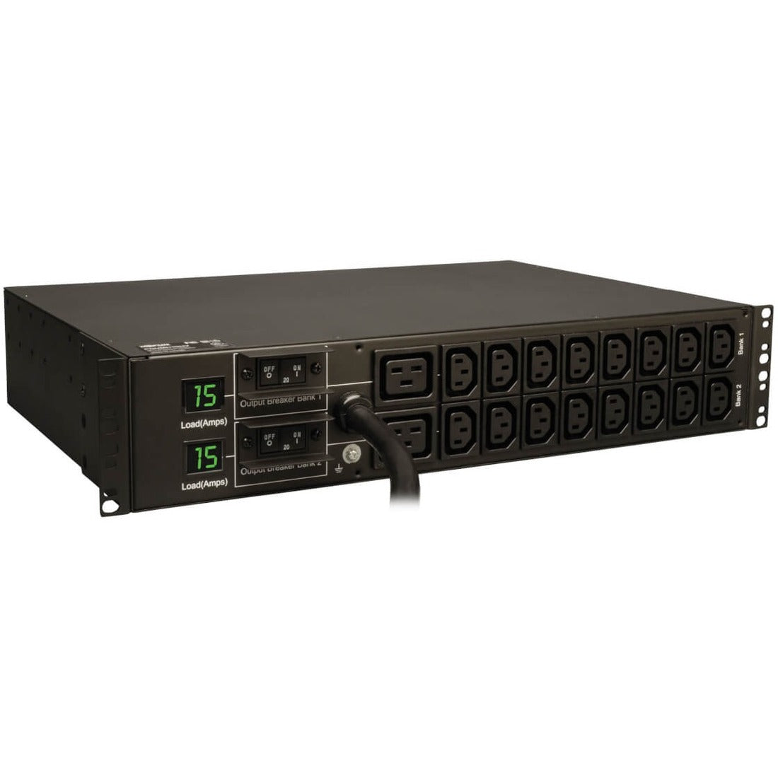 Tripp Lite by Eaton 5.5kW Single-Phase Local Metered PDU, 208/230V Outlets (16 C13 & 2 C19), L6-30P, 12 ft. (3.66 m) Cord, 2U Rack-Mount, TAA - PDUMH30HV