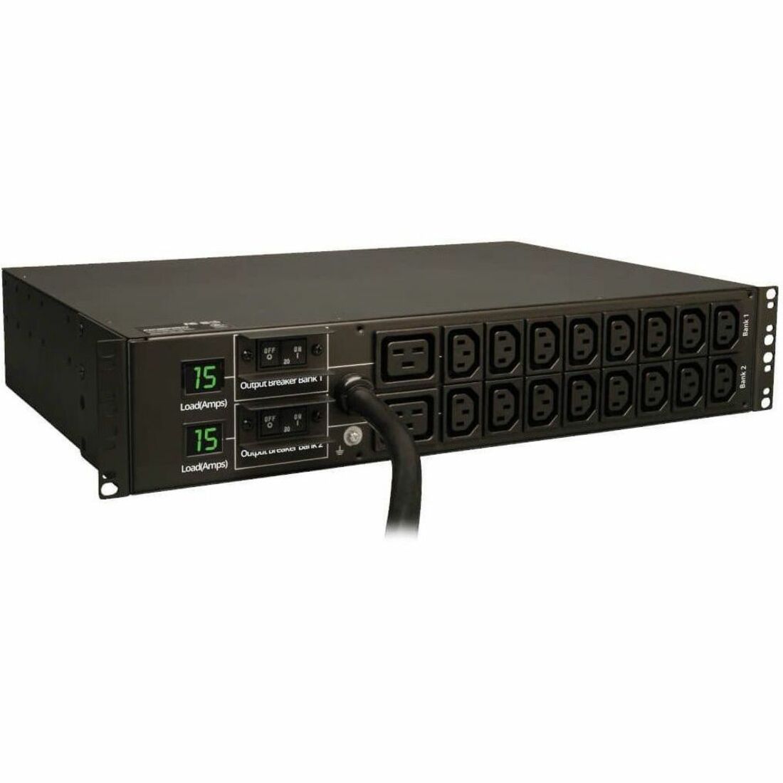 Tripp Lite by Eaton PDU 5.5kW Single-Phase Local Metered PDU 208/230V Outlets (16 C13 & 2 C19) L6-30P 12 ft. (3.66 m) Cord 2U Rack-Mount TAA - PDUMH30HV