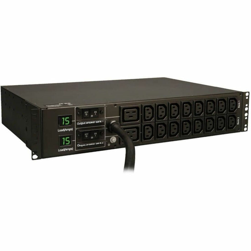 Tripp Lite by Eaton PDU 5.5kW Single-Phase Local Metered PDU 208/230V Outlets (16 C13 & 2 C19) L6-30P 12 ft. (3.66 m) Cord 2U Rack-Mount TAA - PDUMH30HV