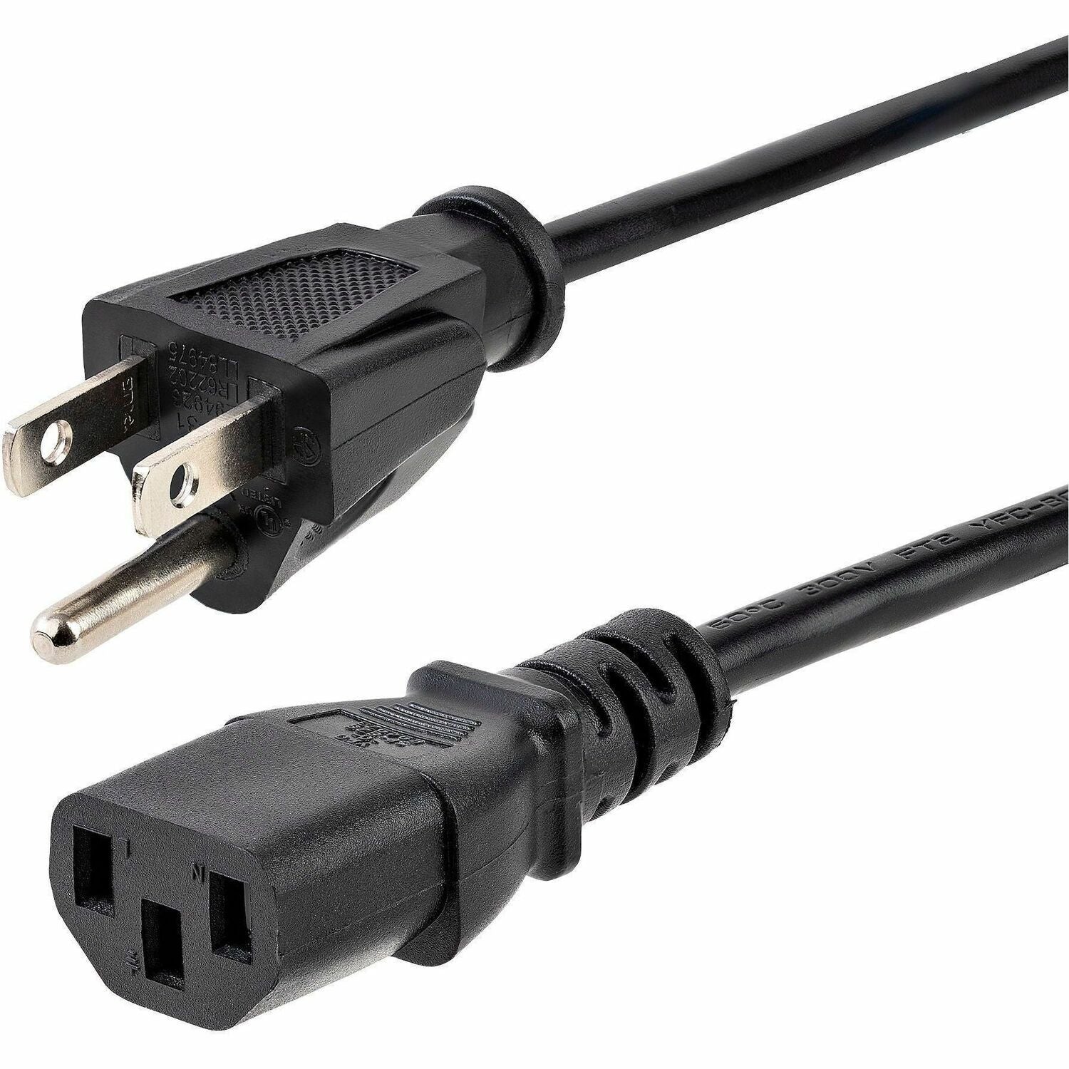 StarTech.com 1ft (30cm) Computer Power Cord, NEMA 5-15P to C13, 10A 125V 18AWG, Black Replacement AC PC Power Cord, TV/Monitor Power Cable - PXT1011