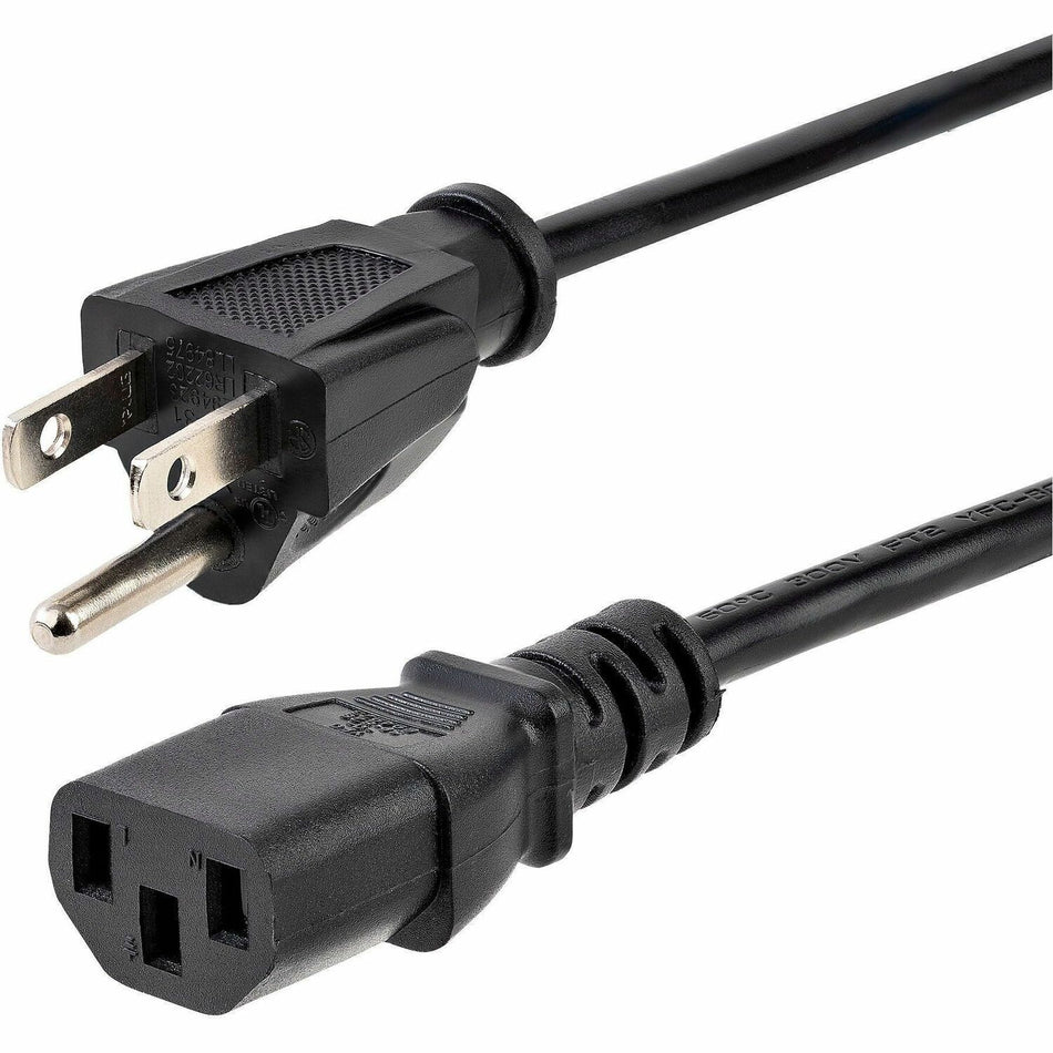 StarTech.com 1ft (30cm) Computer Power Cord, NEMA 5-15P to C13, 10A 125V 18AWG, Black Replacement AC PC Power Cord, TV/Monitor Power Cable - PXT1011