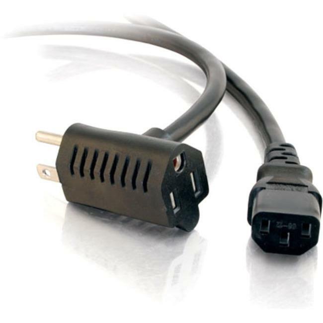 C2G 1.5ft 16 AWG Universal Power Cord With Extra Outlet - 30537