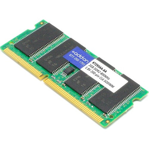 AddOn AA800D2S6/2G x1 HP KT293AA Compatible 2GB DDR2-800MHz Unbuffered Dual Rank 1.8V 200-pin CL6 SODIMM - KT293AA-AA