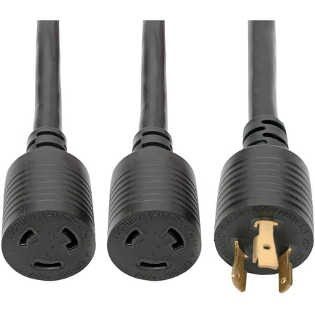 Eaton Tripp Lite Series Power Extension Cord/Splitter, NEMA L6-20P to 2x NEMA L6-20R Y Splitter, Heavy-Duty - 20A, 250V, 10 AWG, 1 ft. (0.31 m), Black - P039-001-2