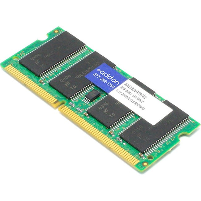 AddOn AA1333D3S9/4G x1 JEDEC Standard 4GB DDR3-1333MHz Unbuffered Dual Rank 1.5V 204-pin CL9 SODIMM - AA1333D3S9/4G