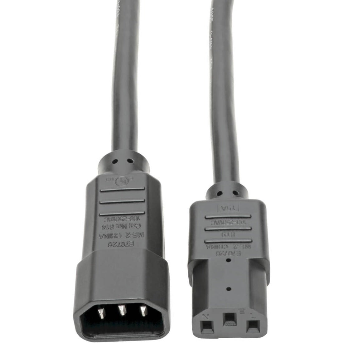Tripp Lite by Eaton Heavy-Duty PDU Power Cord C13 to C14 - 15A 250V 14 AWG 2 ft. (0.61 m) Black - P005-002
