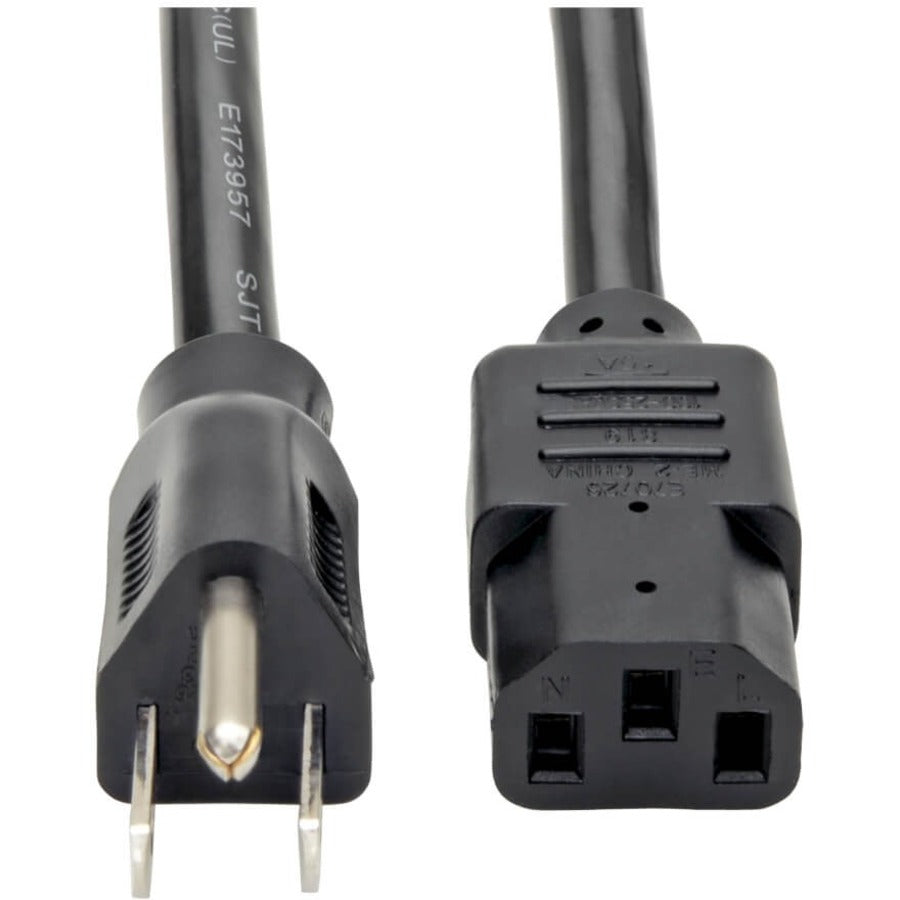 Tripp Lite by Eaton Computer Power Cord NEMA 5-15P to C13 - Heavy-Duty 15A 125V 14 AWG 2 ft. (0.61 m) Black - P007002