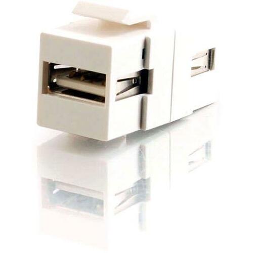 C2G Snap-In USB A/A Female Keystone Insert Module - White - 28748