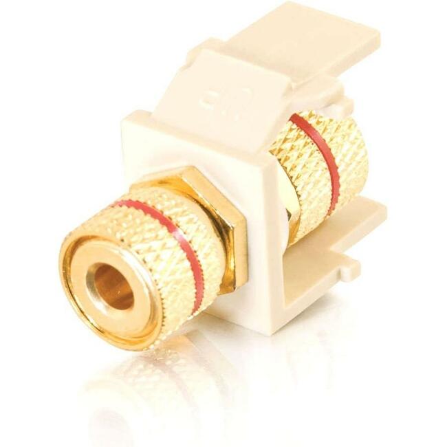 C2G Snap-In Red Banana Jack F/F Keystone Insert Module - Ivory - 28740