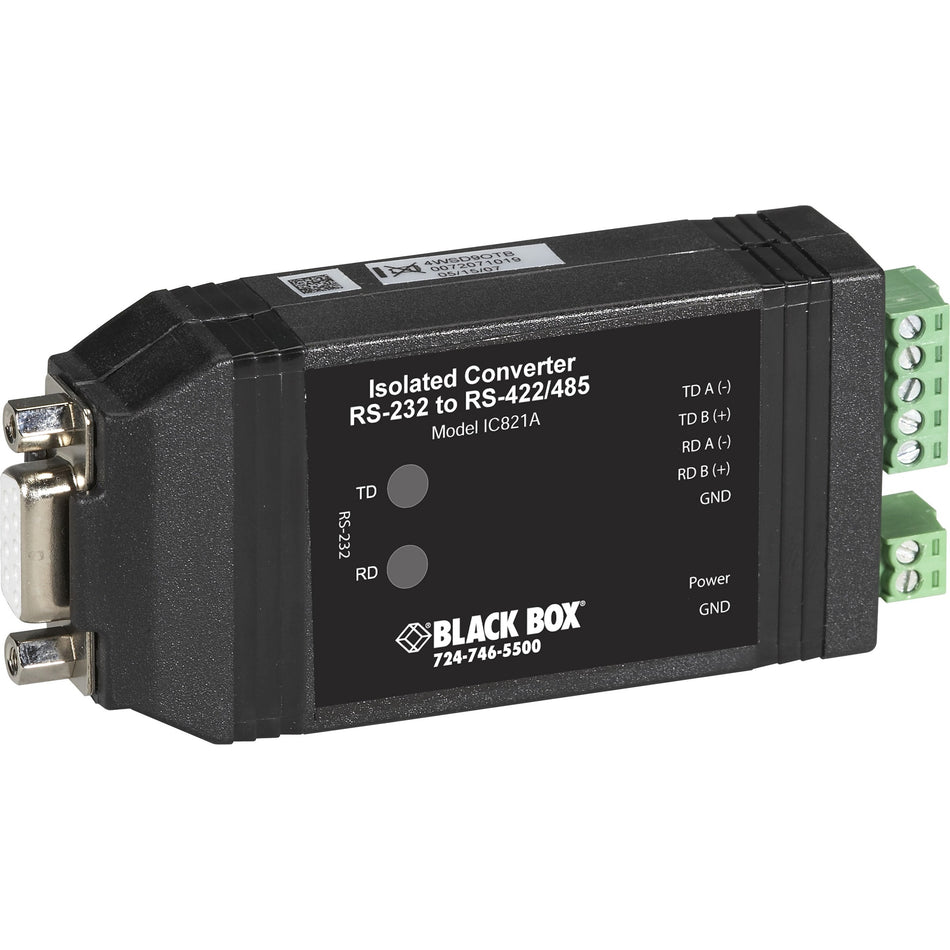 Black Box Async RS232 to RS422/485 Interface Converter - DB9 to Terminal Block - IC821A