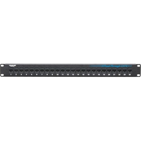 Black Box CAT6 Patch Panel - Feed-Through, 1U, Unshielded, 24-Port - JPM818A