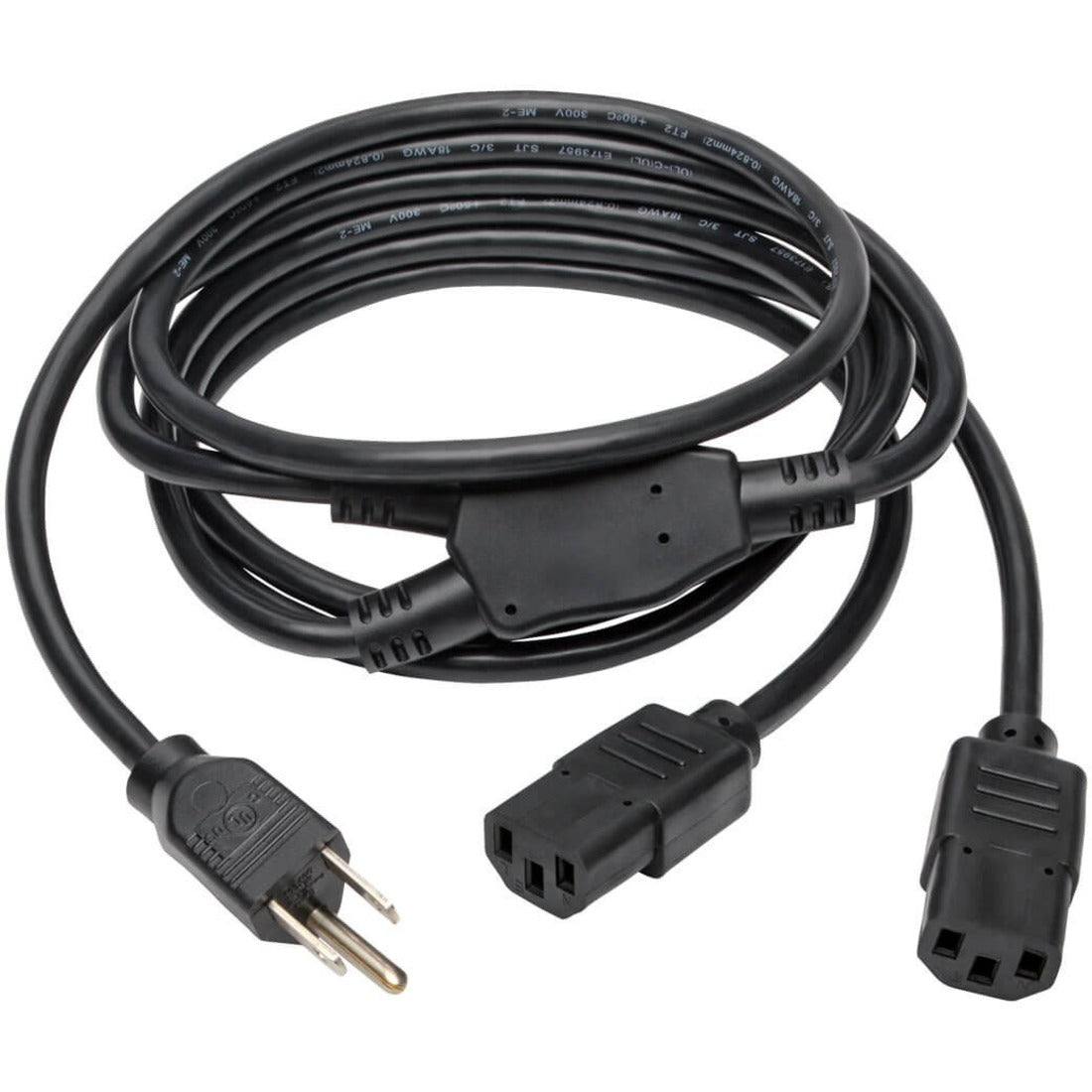 Tripp Lite by Eaton Y Splitter Power Cable NEMA 5-15P to 2x C13 - 10A 125V 18 AWG 6 ft. (1.83 m) Black - P006-006-2