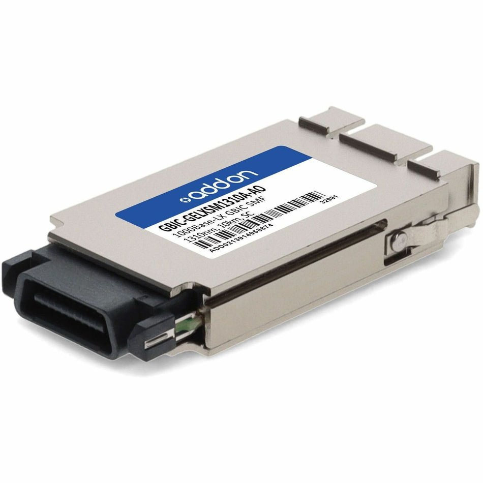AddOn HP&reg; GBIC-GELXSM1310A Compatible TAA 1000Base-LX GBIC Transceiver (SMF, 1310nm, 10km, SC) - GBIC-GELXSM1310A-AO