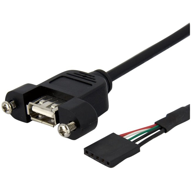 StarTech.com 1 ft Panel Mount USB Cable - USB A to Motherboard Header Cable F/F - USBPNLAFHD1