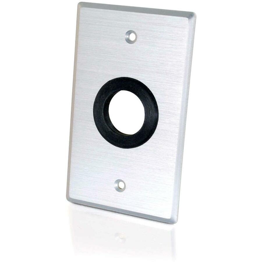 C2G 1in Grommet Cable Pass Through Single Gang Wall Plate - Brushed Aluminum - 40488