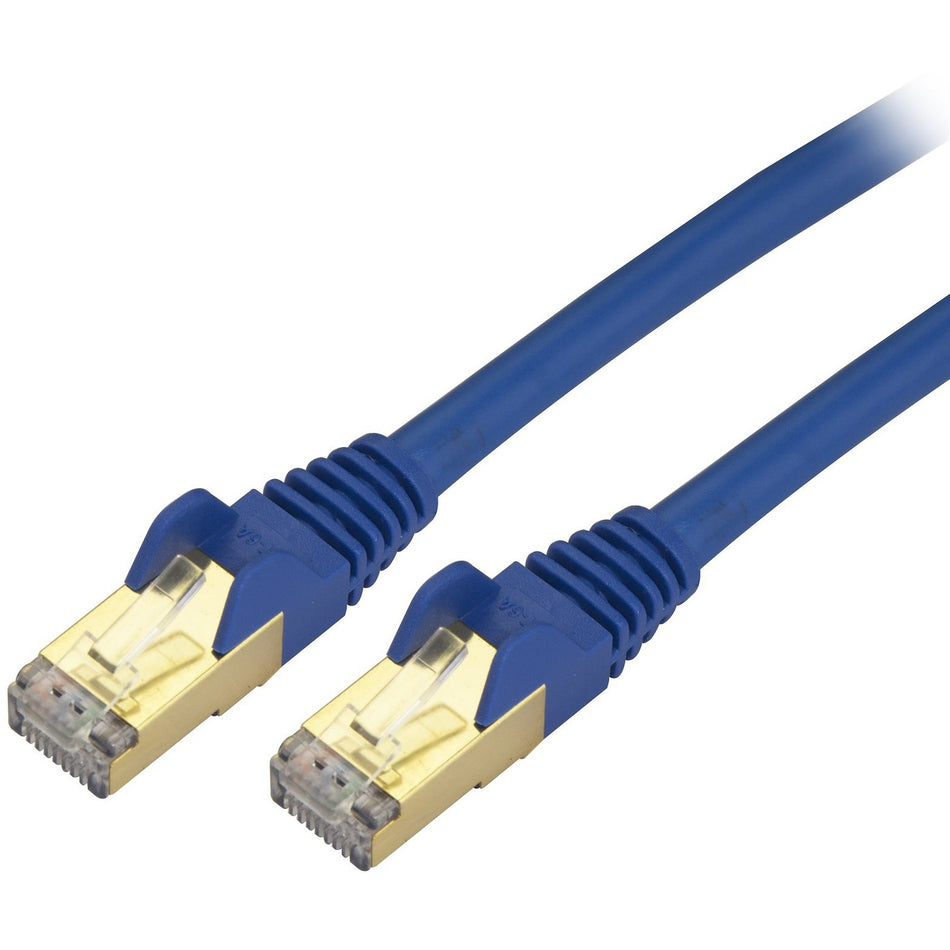 StarTech.com 10ft CAT6a Ethernet Cable - 10 Gigabit Category 6a Shielded Snagless 100W PoE Patch Cord - 10GbE Blue UL Certified Wiring/TIA - C6ASPAT10BL