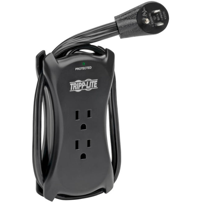 Tripp Lite by Eaton Protect It! 3-Outlet Travel-Size Surge Protector - 5-15R Outlets, 2 USB Ports, 5-15P Input, 1050 Joules, Black - TRAVELER3USB