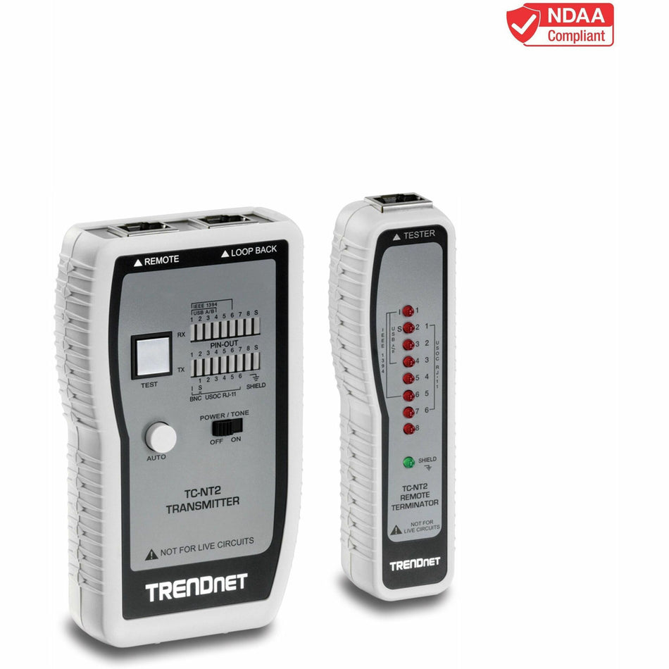 TRENDnet Network Cable Tester, Tests Ethernet, USB And BNC Cables, Accurately Test Pin Configurations up to 300m (984 ft), Local And Remote Testing, Includes BNC To Ethernet Converters, White, TC-NT2 - TC-NT2