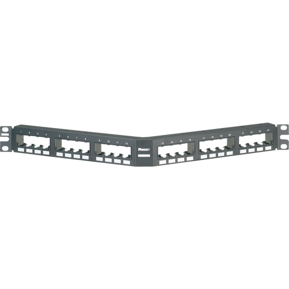 Panduit Angled 24-Port Flush Mount Patch Panel Supplied with Rear Mounted Faceplates - CPPA24FMWBLY