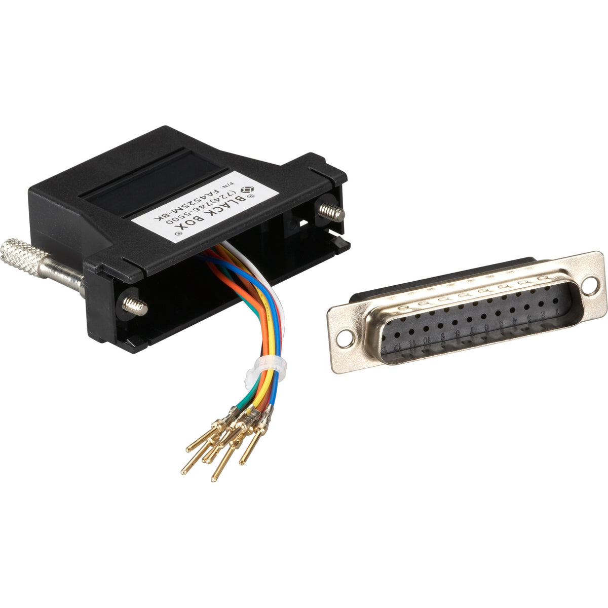 Black Box Modular Adapter Kit - DB15M to RJ45F with Thumbscrews Black - FA4525M-BK