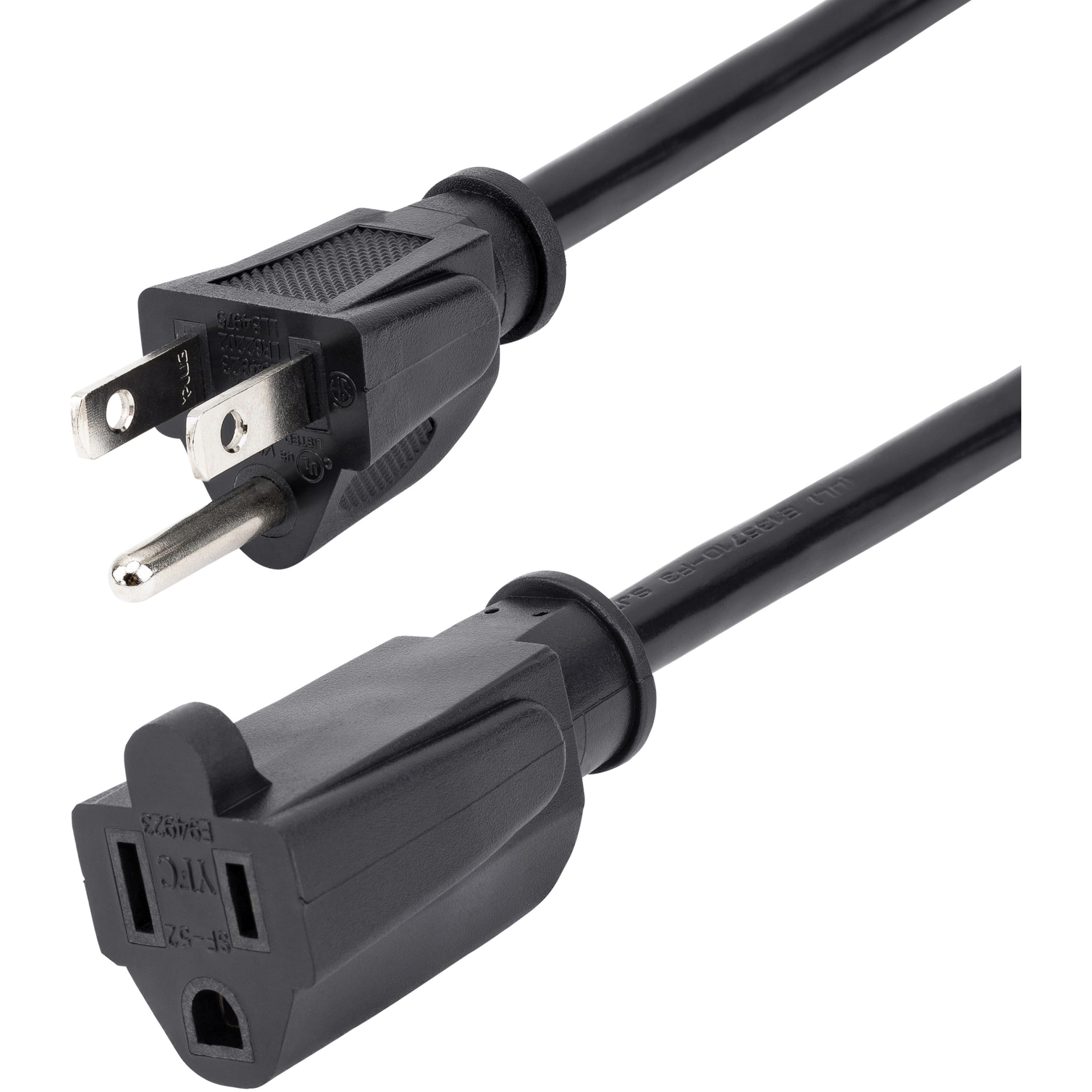 StarTech.com Power Extension Cable - 125V AC - 15A - 6ft - Black - PAC1016