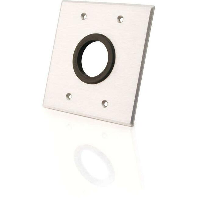 C2G 1.5in Grommet Cable Pass Through Double Gang Wall Plate - Brushed Aluminum - 40546