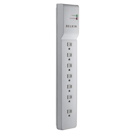 Belkin 7 Outlet Power Strip Surge Protector with 6ft Power Cord - 2160 Joules - White - BE10700006-CM