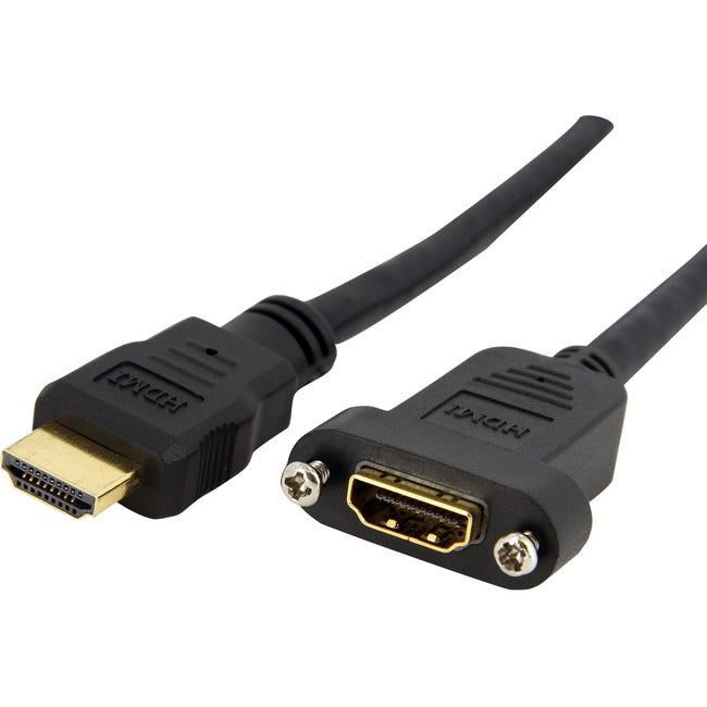 StarTech.com 3ft HDMI Female to Male Adapter, 4K High Speed Panel Mount HDMI Cable, HDMI Female to Male, HDMI Panel Mount Connector Cable - HDMIPNLFM3