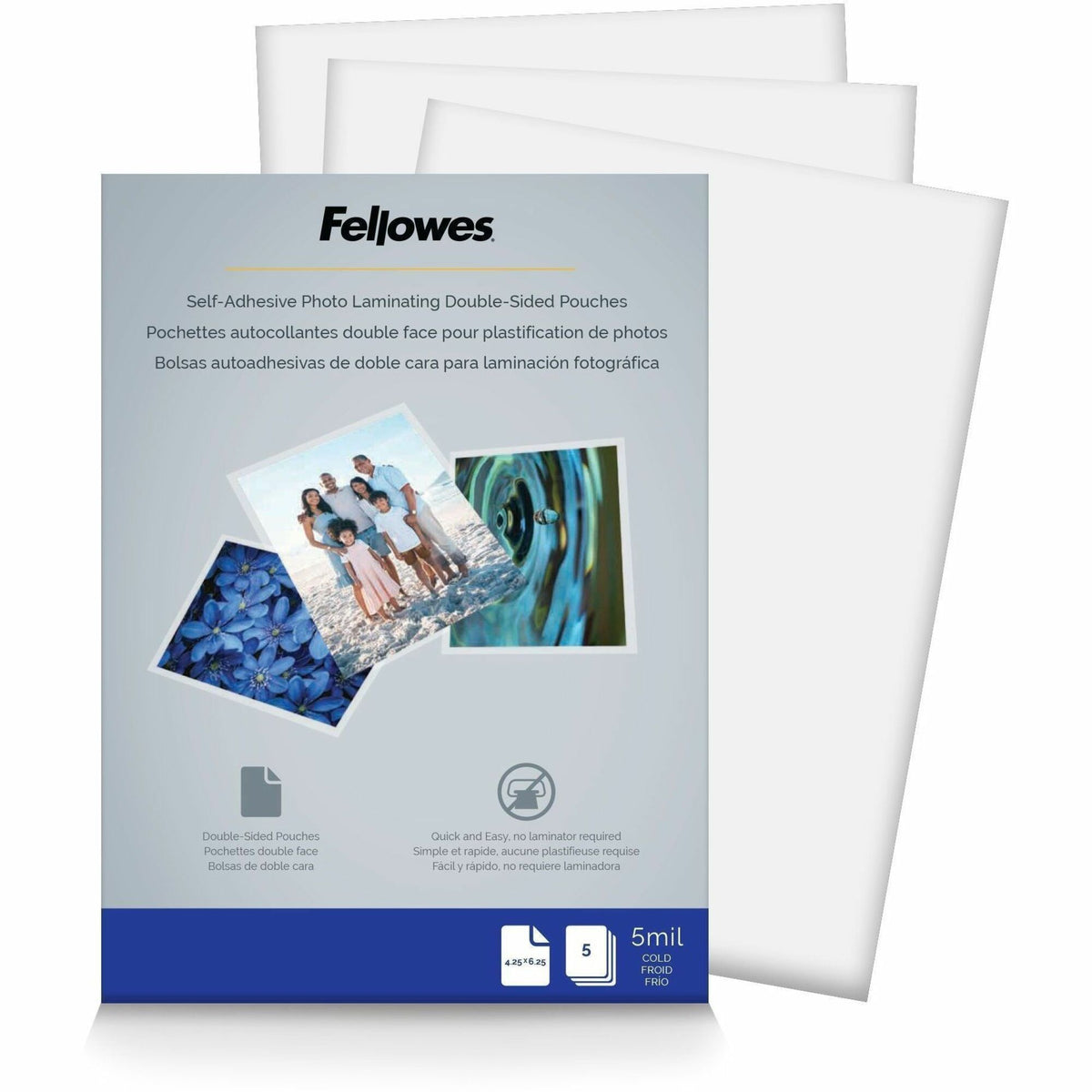 Fellowes Self-Adhesive Pouches - Photo, 5mil, 5 pack - 5220401