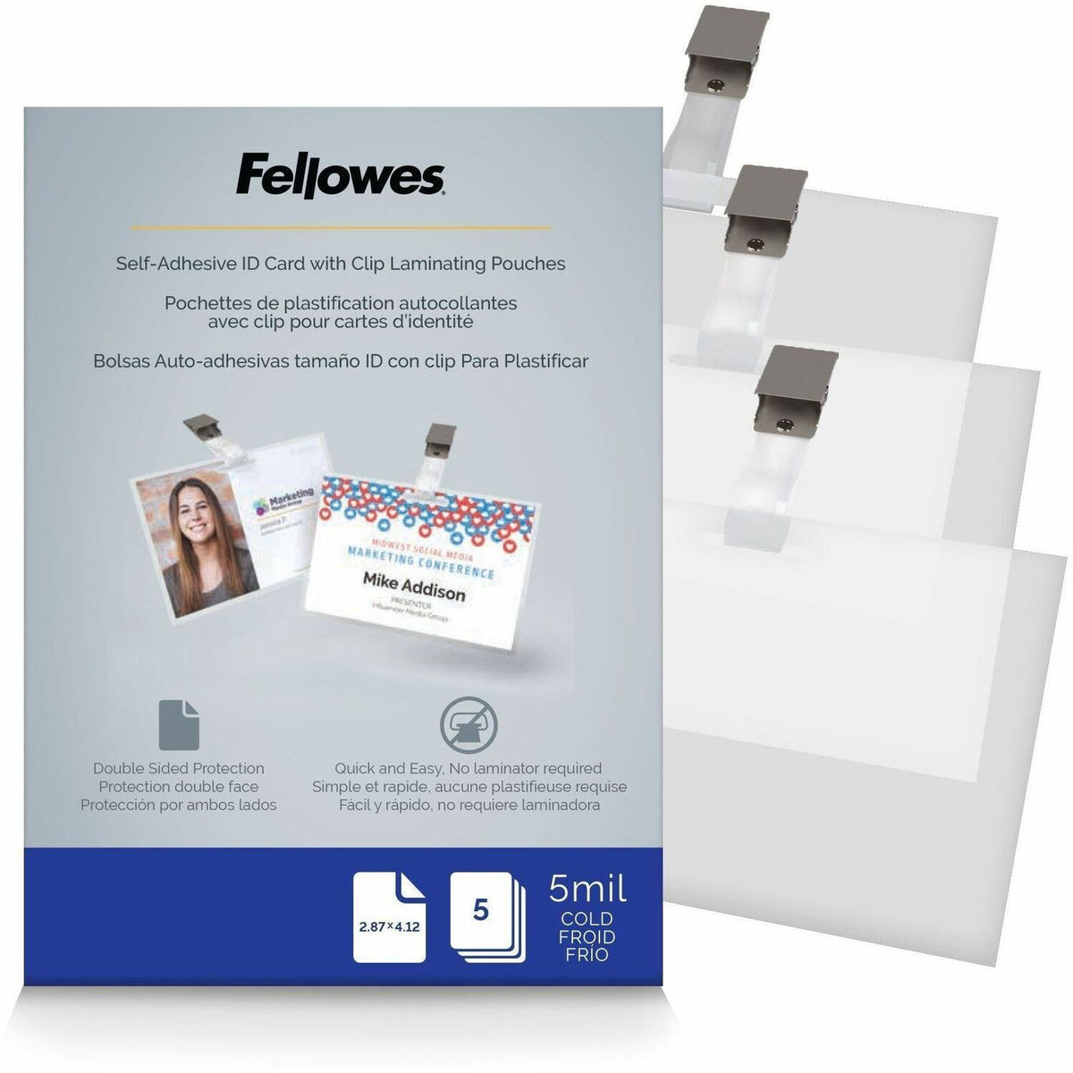 Fellowes Self-Adhesive Pouches - ID Tag, 5mil, 5 pack - 5220701