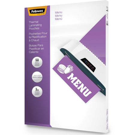 Fellowes Glossy Pouches - Menu, 3 mil, 50 pack - 52013