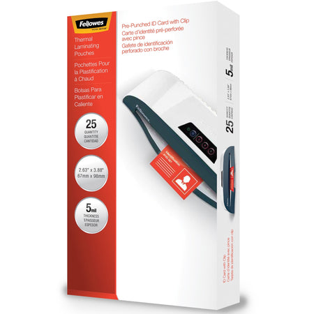 Fellowes Punched ID Card/Clip Glossy Laminating Pouches - 52033