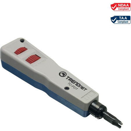 TRENDnet Punch Down Tool With 110 And Krone Blade, Insert & Cut Terminations In One Operation, Precision Blades Are Interchangeable & Reversible, Network Punch Tool, Grey, TC-PDT - TC-PDT