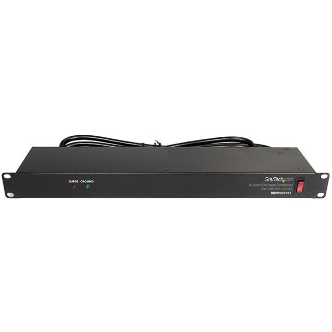 StarTech.com Rackmount PDU with 8 Outlets with Surge Protection - 19in Power Distribution Unit - 1U - RKPW081915