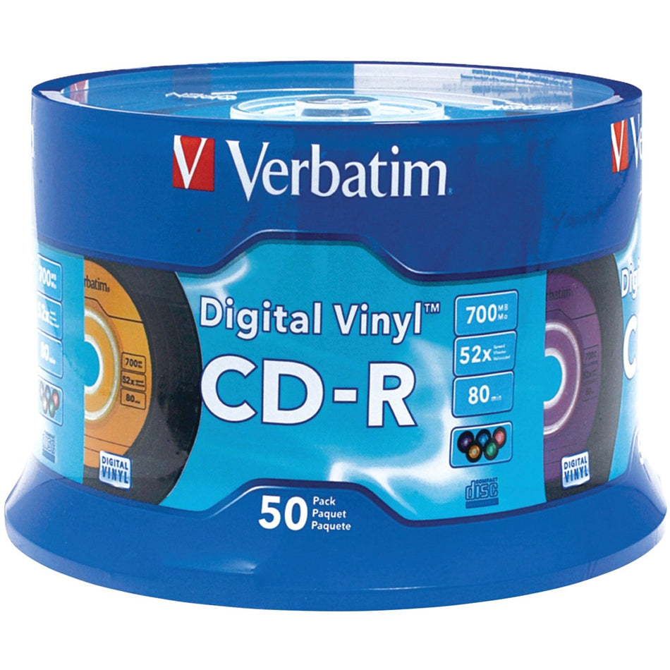 Verbatim CD-R 80min 52X with Digital Vinyl Surface - 50pk Spindle - 94587