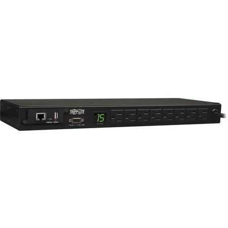 Tripp Lite by Eaton 1.4kW Single-Phase Monitored PDU with LX Platform Interface, 120V Outlets (8 5-15R), 5-15P, 12 ft. (3.66 m) Cord, 1U Rack-Mount, TAA - PDUMNH15