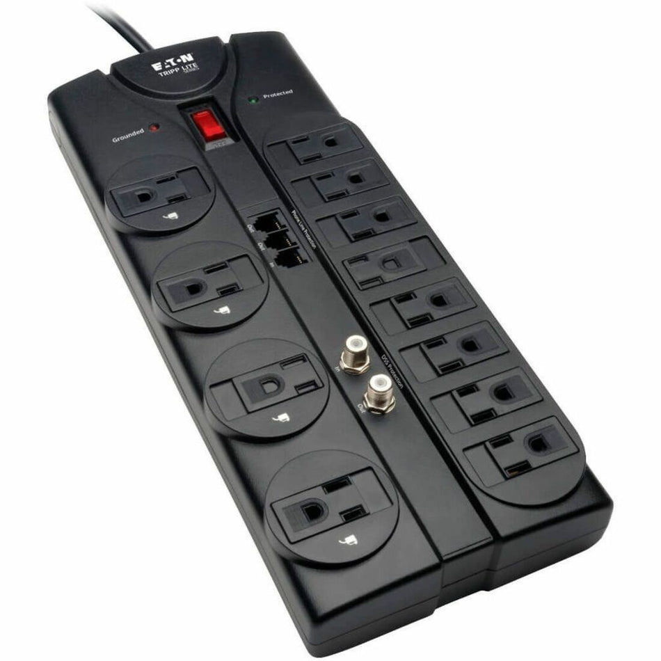 Tripp Lite by Eaton Protect It! 12-Outlet Surge Protector 8 ft. (2.43 m) Cord 2880 Joules Tel/Modem/Coaxial Protection - TLP1208TELTV