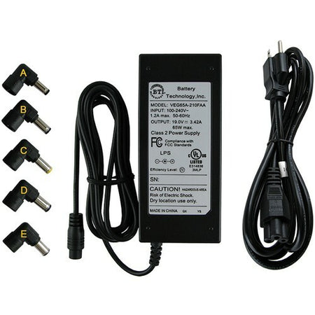 BTI AC-U65W-5X AC ADAPTER 19V 65W 04G2660031T2, A00020, NX061/NP, 200-XX027-11-1, CF745, P975F, 200-XX047-11-1, K000042840, A000007020, NX061 SATELLITE T210, T215D, T215D-S1140, T215D-S1140RD, T215D-S1150, T215D-S1150RD, T215D-S1150WH, T215D-S1160RD, T215D-S1160WH, T230, T230-12Q, T235, T235D, T235D-S1340RD, T235D-S1345, T235D-S1345WH, T235D-S1360RD, T235D-S9310D, T235-S1350RD, T235-S1352, T235-S1370RD - AC-U65W-5X