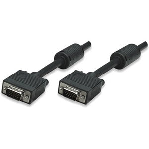 Manhattan SVGA HD15 Male to HD15 Male Monitor Cable with Ferrite Cores, 6', Black - 317757